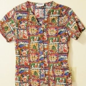 Christmas Scrub Top Scrubs Size Small Landau Brand